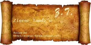 Zierer Tamás névjegykártya